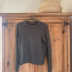 hunter green polka dot textured crew neck sweater